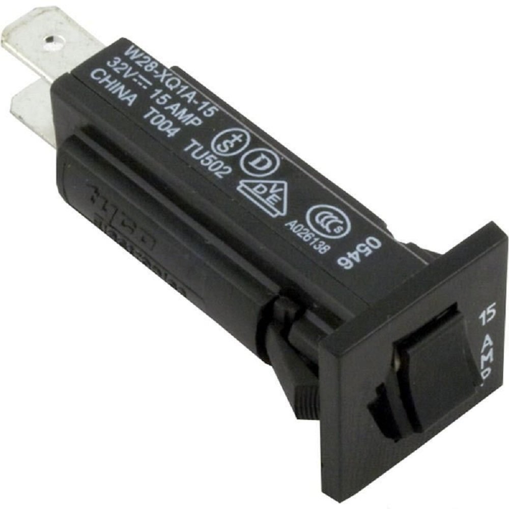 POTTER & BRUMFIELD W28-XQ1A-15 1 Pole, 15 AMP, 250 VAC / 32 VDC, Circuit Breaker, Panel Mount, Thermal, W28 Series