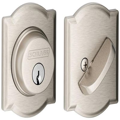 Schlage B60 N CAM 619 Deadbolt with Camelot Trim, Keyed 1 Side, Highest Residential Security, Satin Nickel