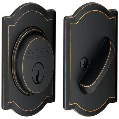 Schlage B60 N CAM 716 Deadbolt with Camelot Trim, Keyed 1 Side, Highest Residential Security, Aged Bronze