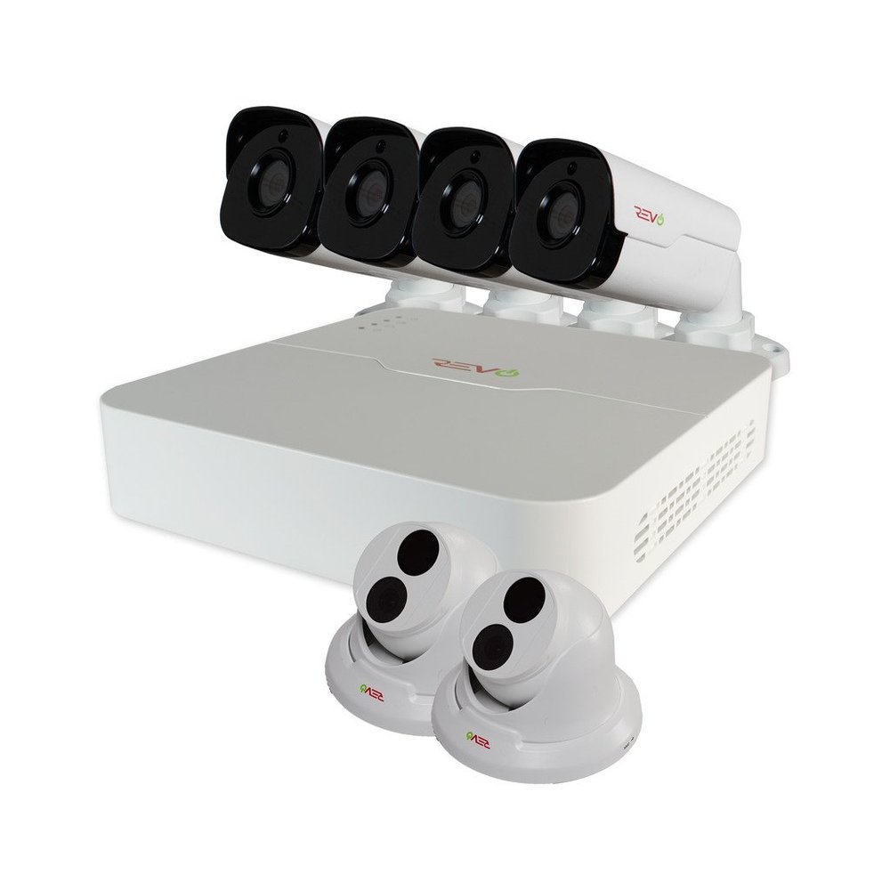 Revo Ultra HD NVR Surveillance System with Cameras 8 Channel - 2TB/6 (4 Bullet and 2 Turret) - 4 Megapixel Cameras