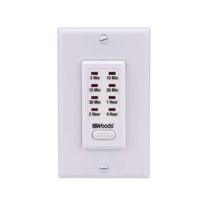 Southwire Woods In-Wall 4-Hour Digital Countdown Timer - Convenient Energy-Saving Timer - CFL & LED Compatible - Bathroom Fans & Lights - Neutral White - Programmable