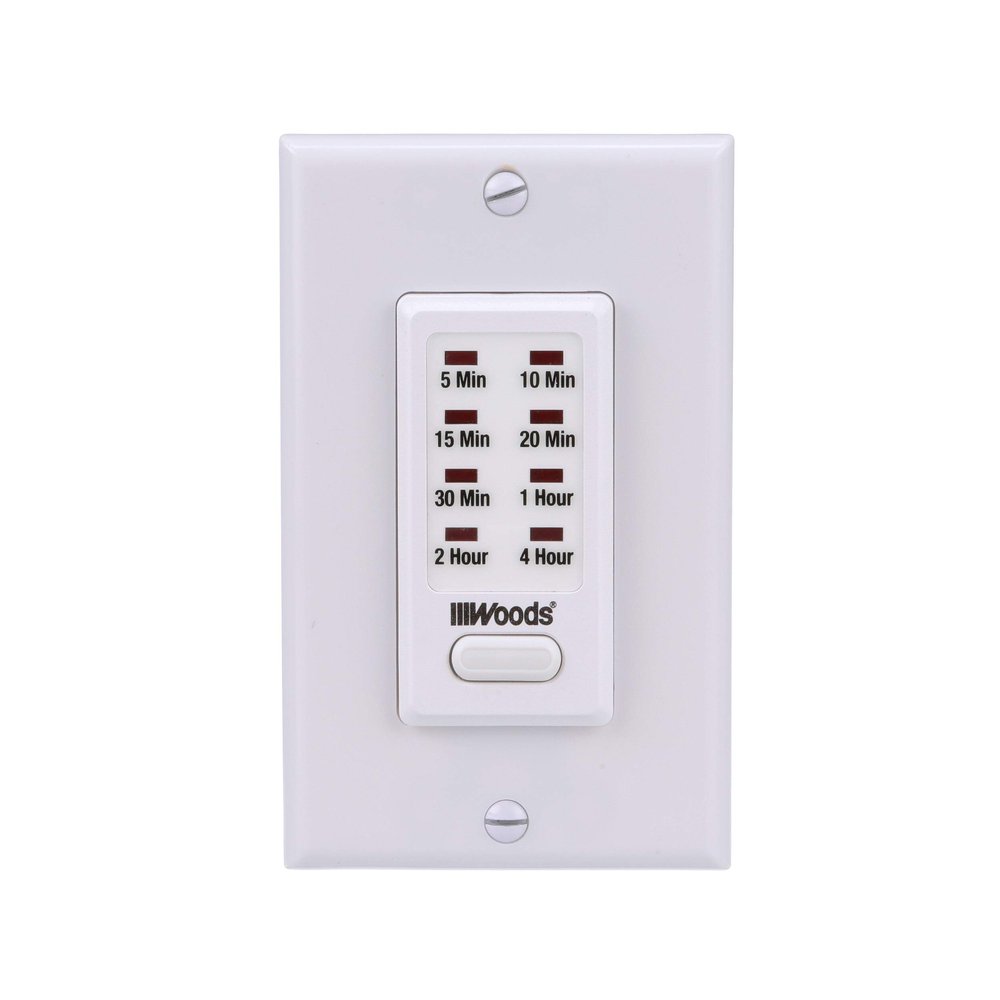 Southwire Woods In-Wall 4-Hour Digital Countdown Timer - Convenient Energy-Saving Timer - CFL & LED Compatible - Bathroom Fans & Lights - Neutral White - Programmable