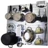Wall Control Kitchen Pegboard Organizer Pots and Pans Storage Rack Organization Kit with Metallic Silver Pegboard and White Accessories view 1