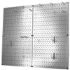 Wall Control Kitchen Pegboard Organizer Pots and Pans Storage Rack Organization Kit with Metallic Silver Pegboard and White Accessories view 2