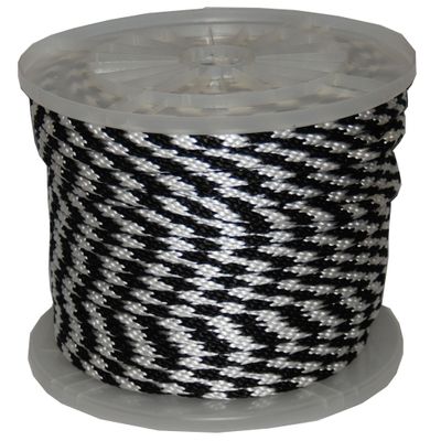 T.W Evans Cordage Co. 98323 3/8-Inch by 300-Feet Solid Braid Propylene Multifilament Derby Rope, Black and White
