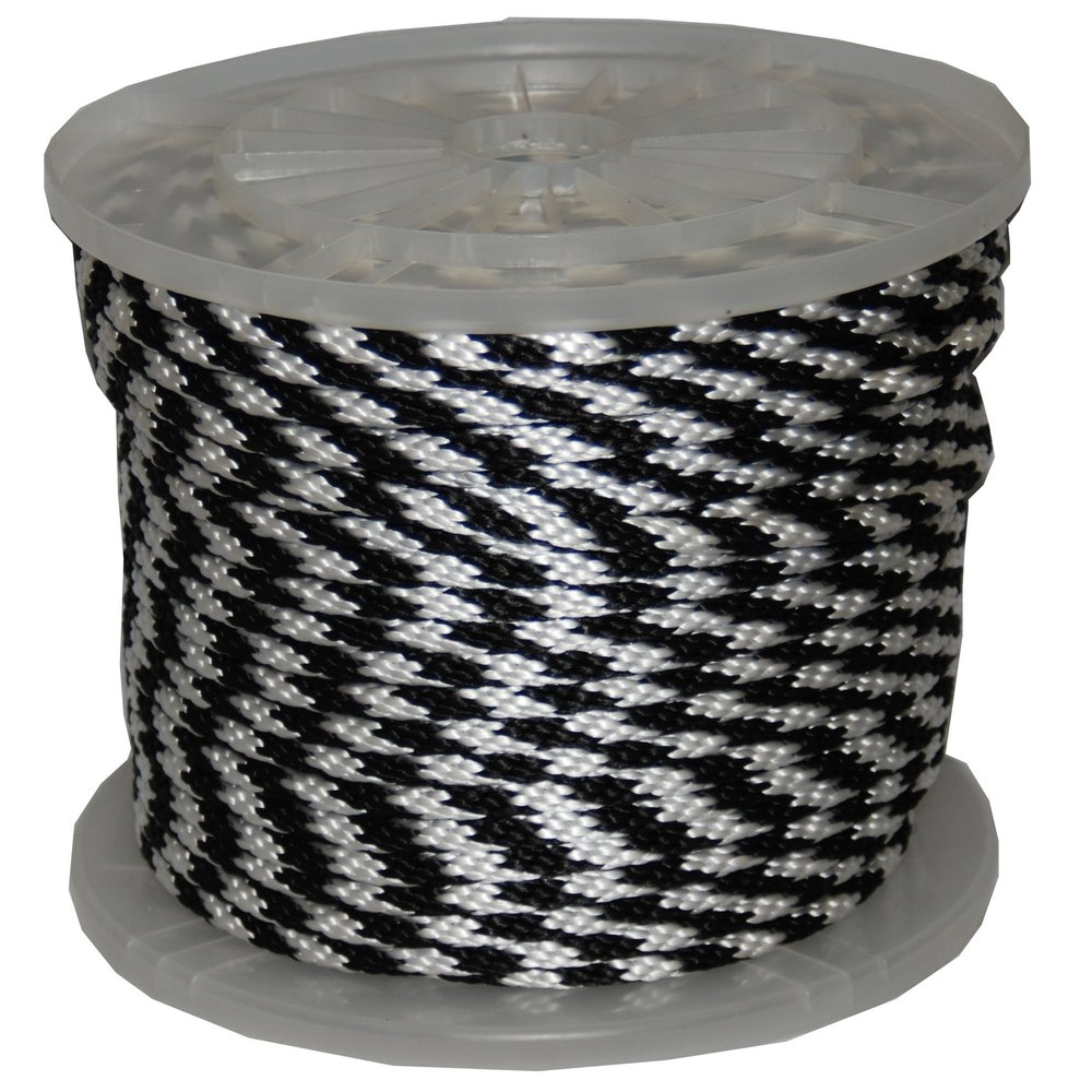 T.W Evans Cordage Co. 98323 3/8-Inch by 300-Feet Solid Braid Propylene Multifilament Derby Rope, Black and White