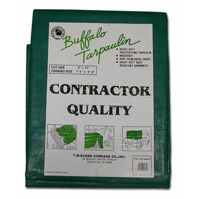 T.W Evans Cordage G1620 16-Feet by 20-Feet Contractor Grade Poly Tarp, Black/Green