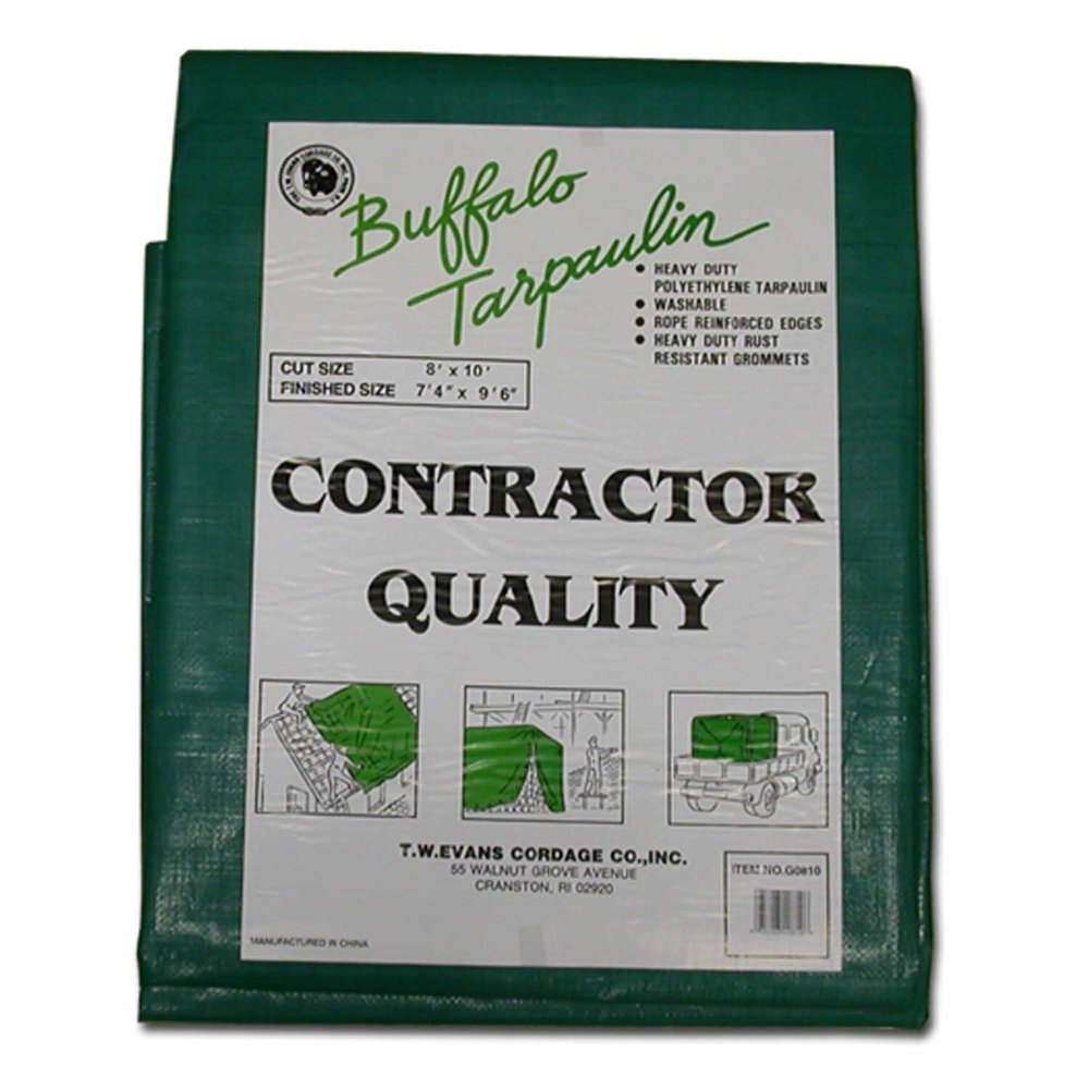 T.W Evans Cordage G1620 16-Feet by 20-Feet Contractor Grade Poly Tarp, Black/Green