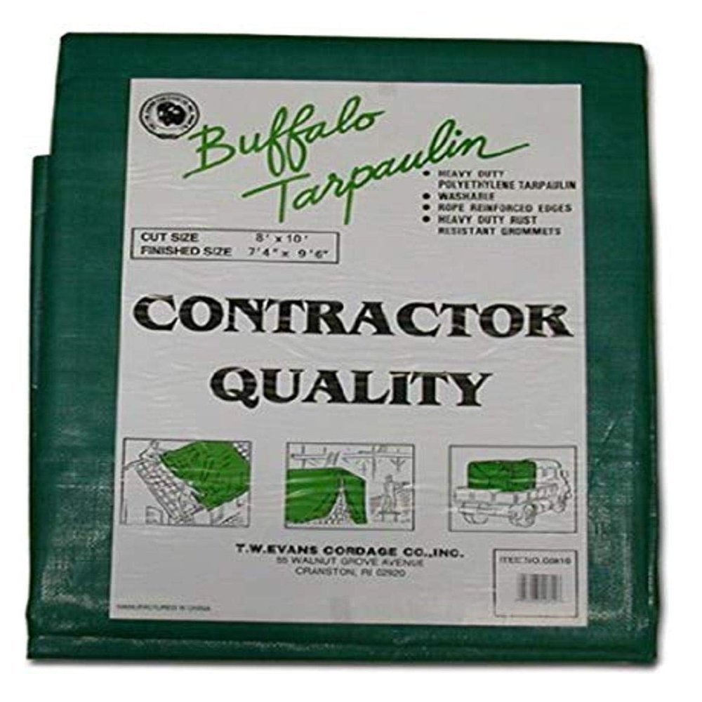 T.W Evans Cordage G1020 10-Feet by 20-Feet Contractor Grade Poly Tarp, Black/Green