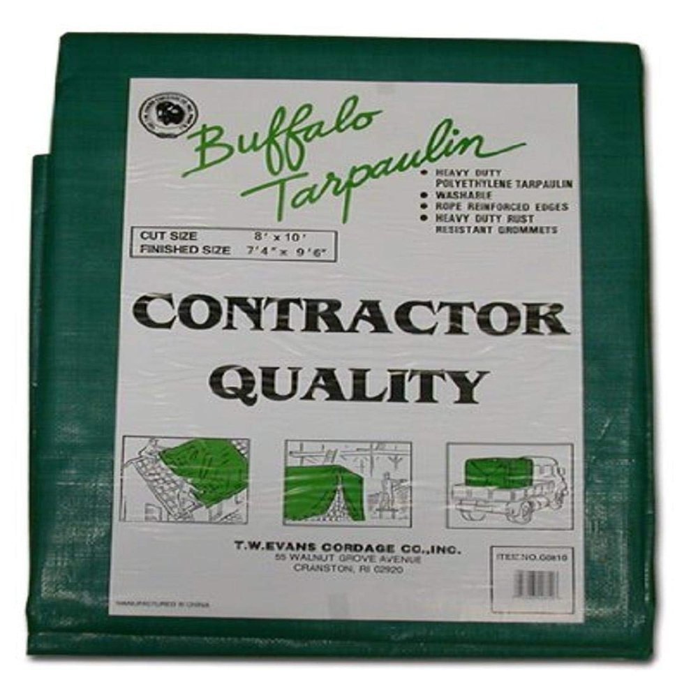 T.W Evans Cordage G2540 25-Feet by 40-Feet Contractor Grade Poly Tarp, Black/Green