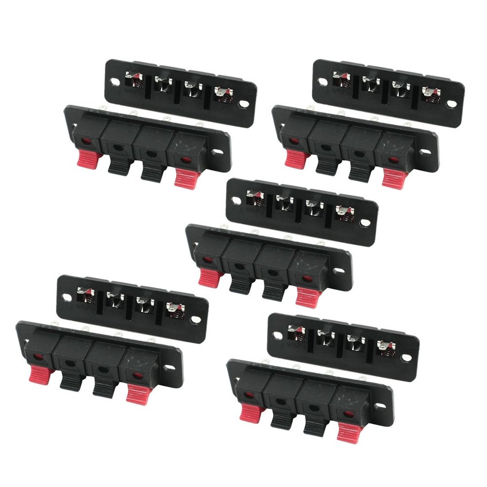 uxcell 10Pcs PCB Mount 1 Row Vertical 4 Position 4 Pin Speaker Terminal Connector