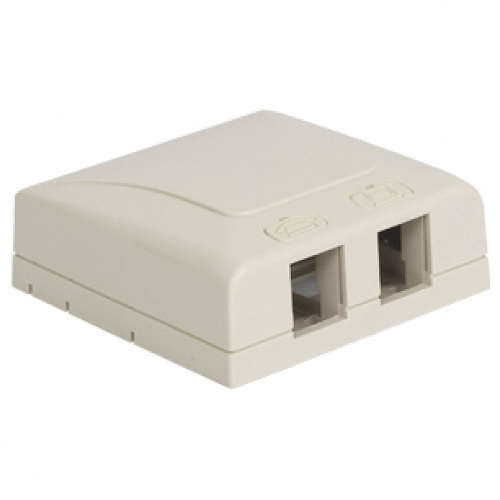 Brand New Icc Surface Mount Box, Elite, 2-Port, White