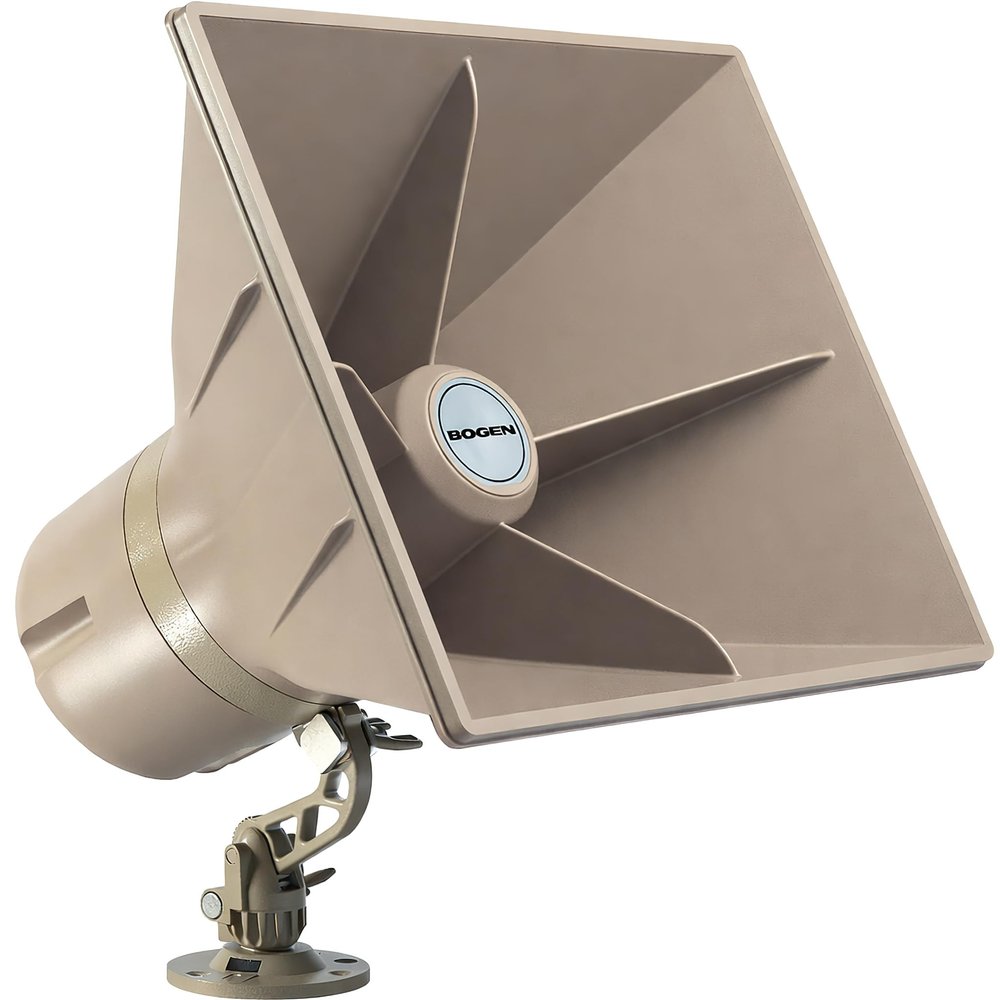 Bogen SAH5 Self-Amplified Horn Speaker, 5 W, DC Powered, Weatherproof, Digital Switching, Amplified Horn Speaker with Volume Control Knob and Swivel Mount