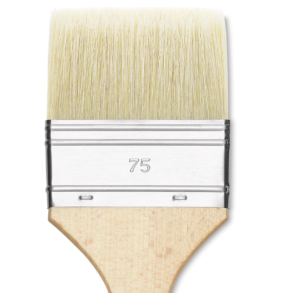 Utrecht Rhenish Pure Hog Bristle Brush - Extra Large Flat, Size 3", Long Handle