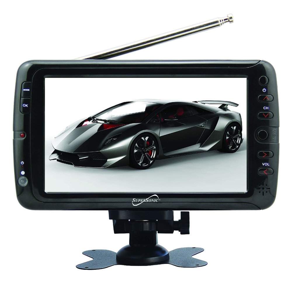 Supersonic SC-195 Portable Widescreen LCD Display with Digital TV Tuner, USB/SD Inputs and AC/DC Compatible for RVs, 7-Inch