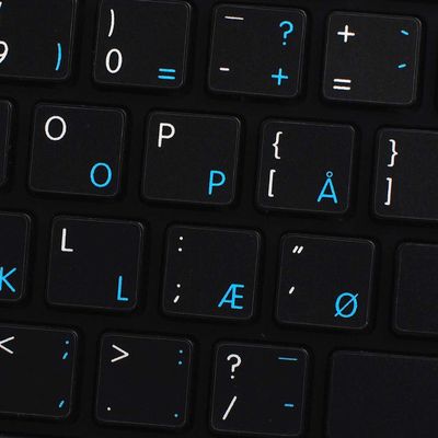 4Keyboard MAC NS Danish - English Non-Transparent Keyboard Decals Black Background for Desktop, Laptop and Notebook