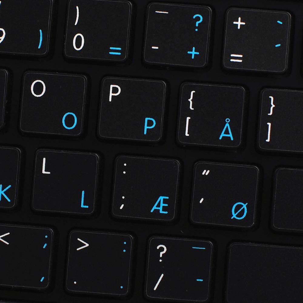 4Keyboard MAC NS Danish - English Non-Transparent Keyboard Decals Black Background for Desktop, Laptop and Notebook