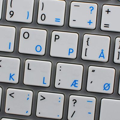 4Keyboard MAC NS Danish - English Non-Transparent Keyboard Decals White Background for Desktop, Laptop and Notebook