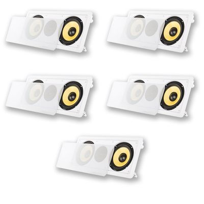 Acoustic Audio HD-6c Flush Mount Speakers Dual 6.5" Woofers in Wall 5 Pack