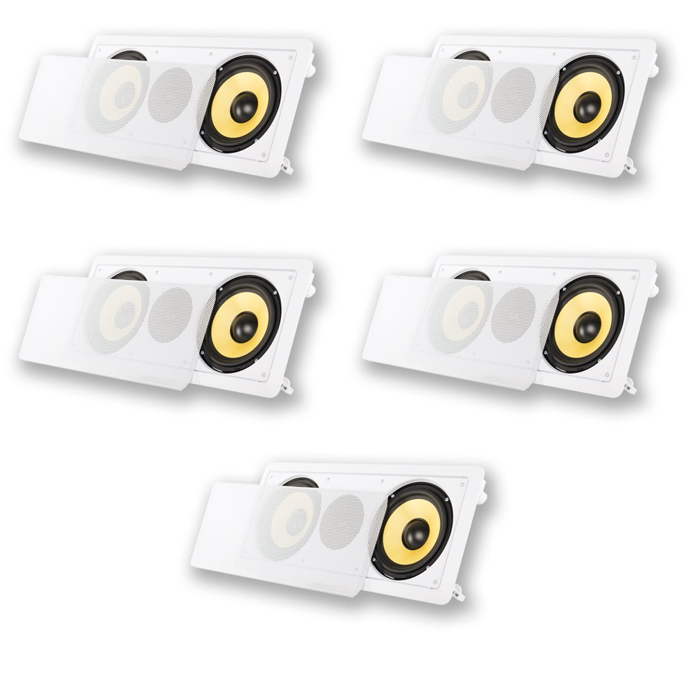 Acoustic Audio HD-6c Flush Mount Speakers Dual 6.5" Woofers in Wall 5 Pack