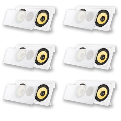 Acoustic Audio HD-6c Flush Mount Speakers Dual 6.5" Woofers in Wall 6 Pack