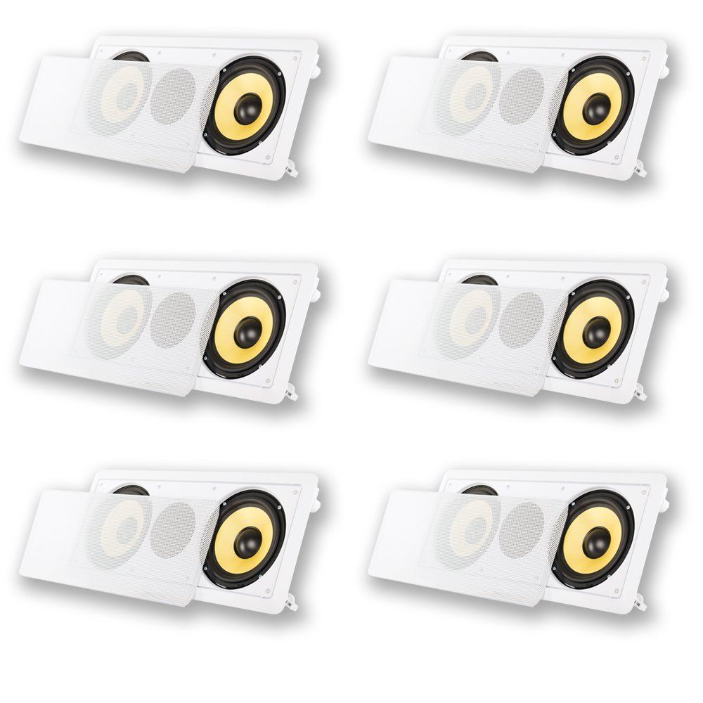 Acoustic Audio HD-6c Flush Mount Speakers Dual 6.5" Woofers in Wall 6 Pack