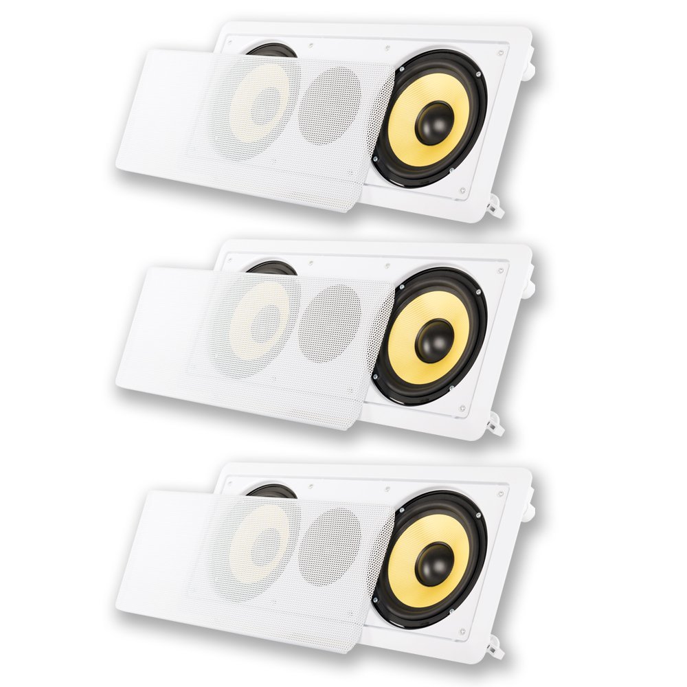 Acoustic Audio HD-6c Flush Mount Speakers Dual 6.5" Woofers in Wall 3 Pack
