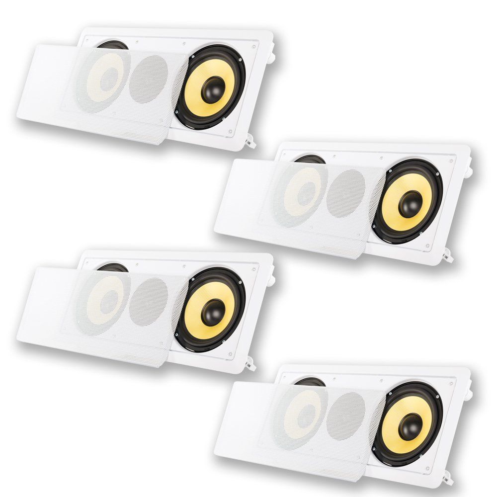 Acoustic Audio HD-6c Flush Mount Speakers Dual 6.5" Woofers in Wall 4 Pack