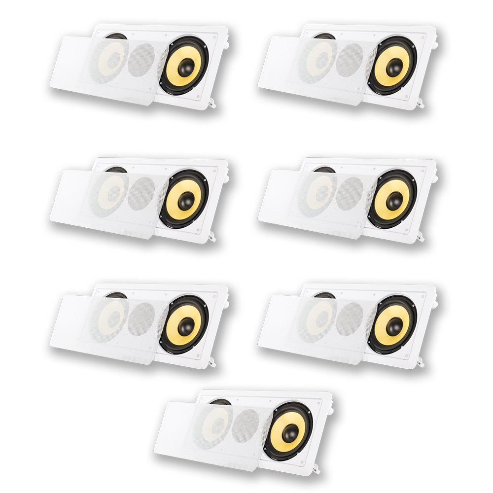 Acoustic Audio HD-6c Flush Mount Speakers Dual 6.5" Woofers in Wall 7 Pack
