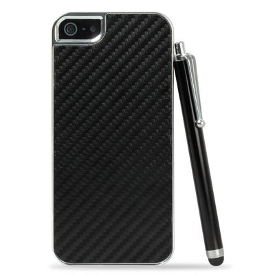 Deluxe Black Carbon Fiber Clip On Hard Back Case Cover For New iPhone 5