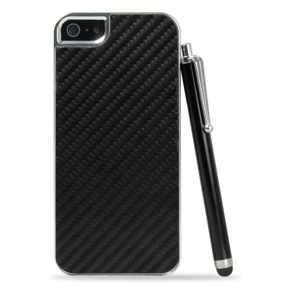 Deluxe Black Carbon Fiber Clip On Hard Back Case Cover For New iPhone 5