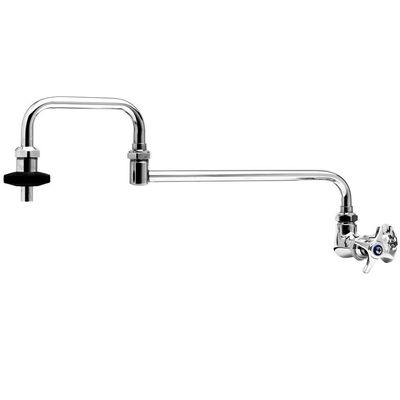 T&S Brass B-0592-CR Pot Filler with Wall Mount, Single Control, Cerama, 18-Inch Double Joint Nozzle and Insulated On/Off Control