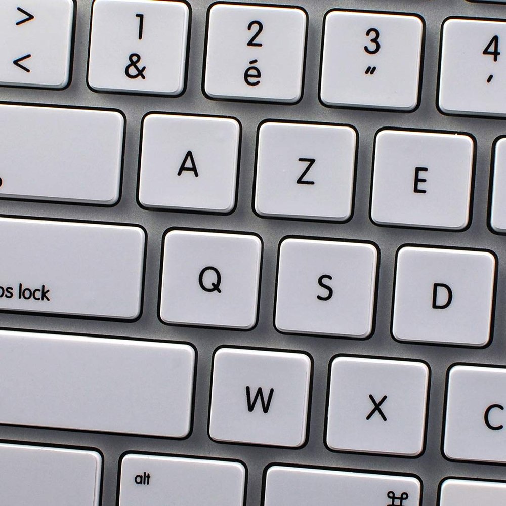 4Keyboard MAC NS French AZERTY Non-Transparent Keyboard Decals White Background for Desktop, Laptop and Notebook