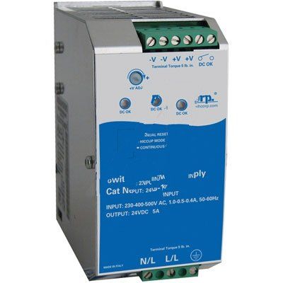 ALTECH CORP PSB-12024 230-400-500VAC, 24VDC, 5A, DINRAIL, Power Supply, Single/Two PHAS