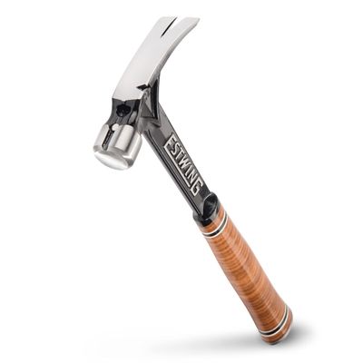 ESTWING Ultra Series Hammer - 15 oz Short Handle Rip Claw Framing Hammer with Smooth Face & Genuine Leather Grip - E15SR