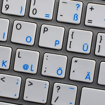 4Keyboard MAC NS German - English Non-Transparent Keyboard Stickers White Background for Desktop, Laptop and Notebook