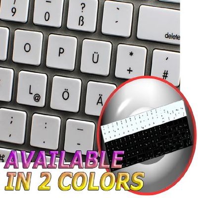 4Keyboard MAC NS German Non-Transparent Keyboard Stickers White Background for Desktop, Laptop and Notebook