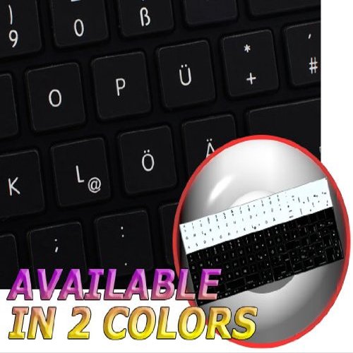 4Keyboard MAC NS German Non-Transparent Keyboard Stickers Black Background for Desktop, Laptop and Notebook