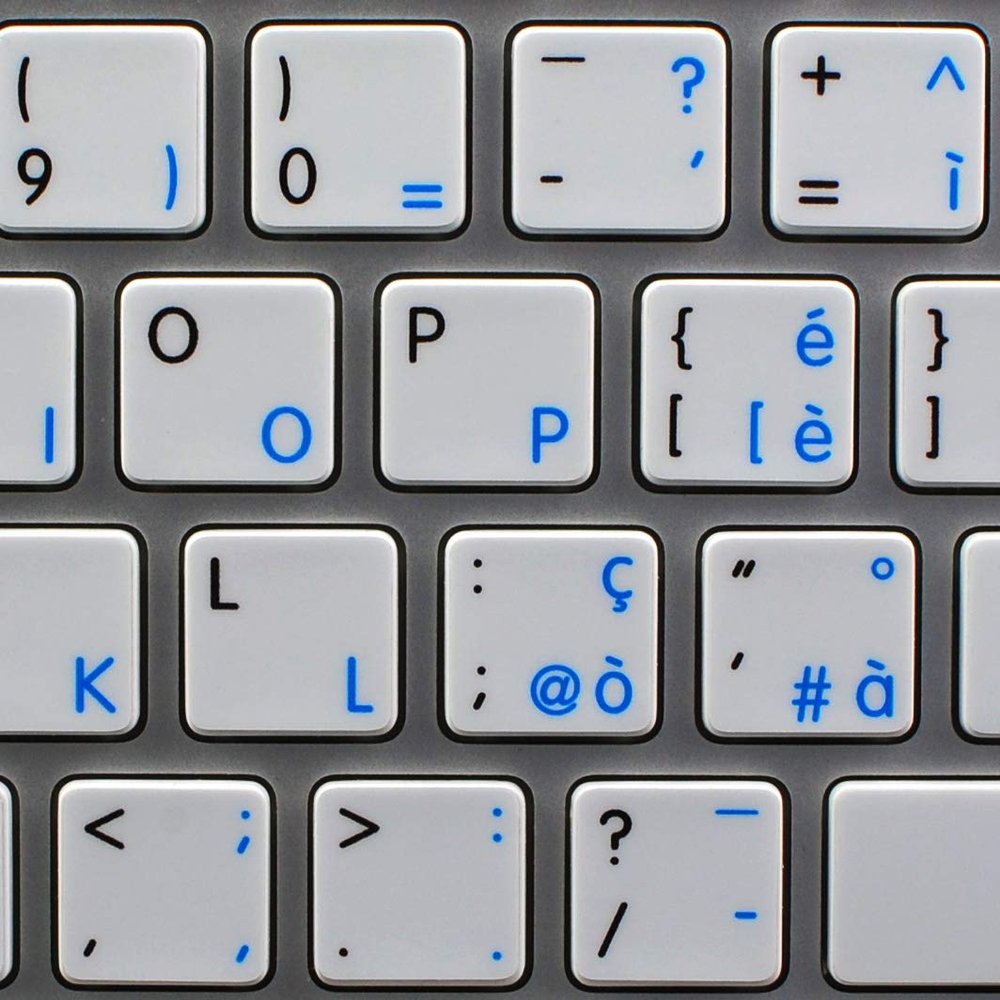 4Keyboard MAC NS Italian - English Non-Transparent Keyboard Decals White Background for Desktop, Laptop and Notebook