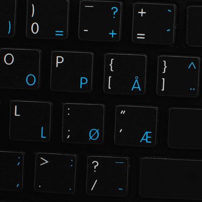 Apple NS Norwegian - English Non-Transparent Keyboard Labels Black Background for Desktop, Laptop and Notebook