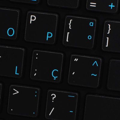 APPLE NS PORTUGUESE - ENGLISH NON-TRANSPARENT KEYBOARD LABELS BLACK BACKGROUND FOR DESKTOP, LAPTOP AND NOTEBOOK