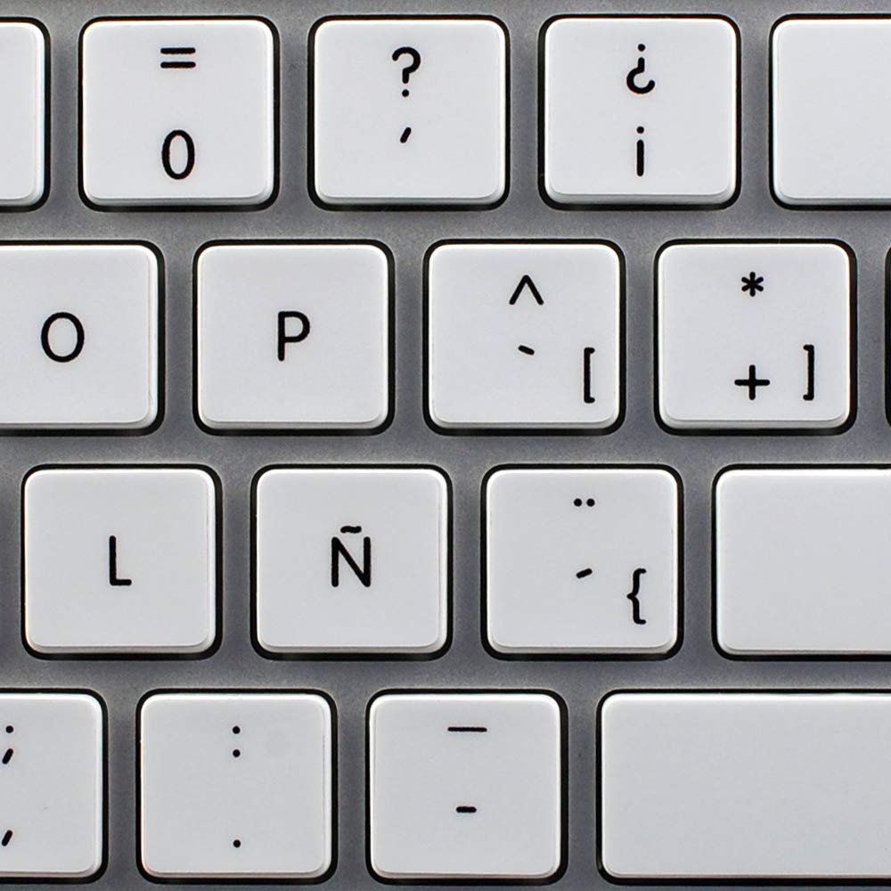 Apple NS Spanish Non-Transparent Keyboard Labels White Background for Desktop, Laptop and Notebook