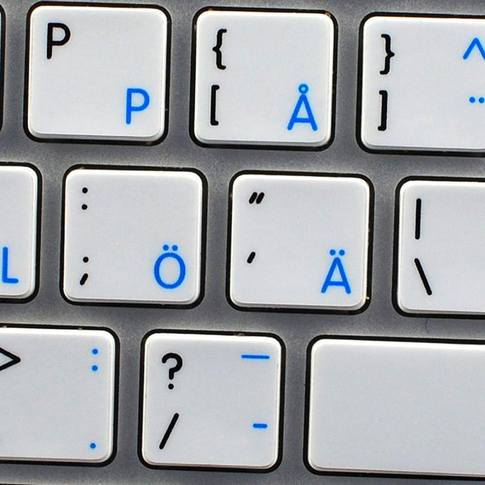MAC NS Swedish/Finnish - English Matte Non-Transparent Keyboard Labels White Background for Desktop, Laptop and Notebook