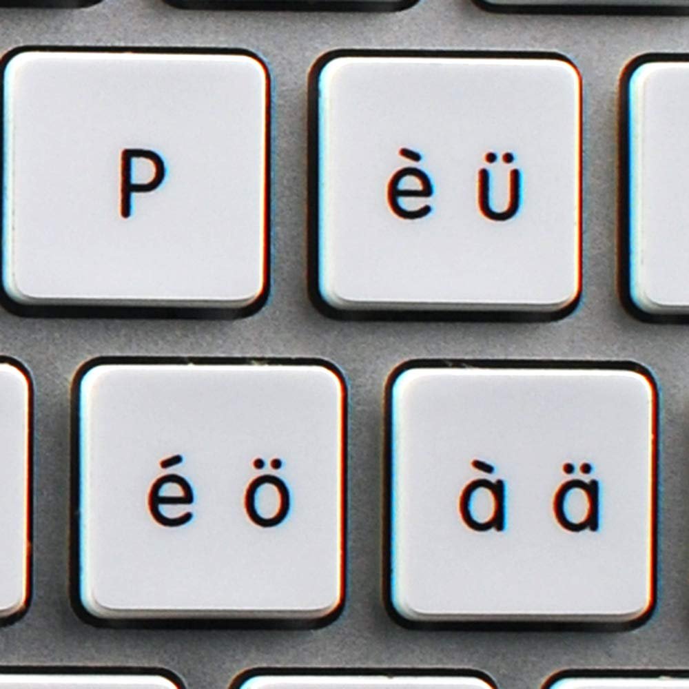 4Keyboard MAC NS Swiss Non-Transparent Keyboard Stickers White Background for Desktop, Laptop and Notebook