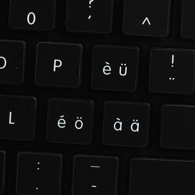 4Keyboard MAC NS Swiss Non-Transparent Keyboard Stickers Black Background for Desktop, Laptop and Notebook
