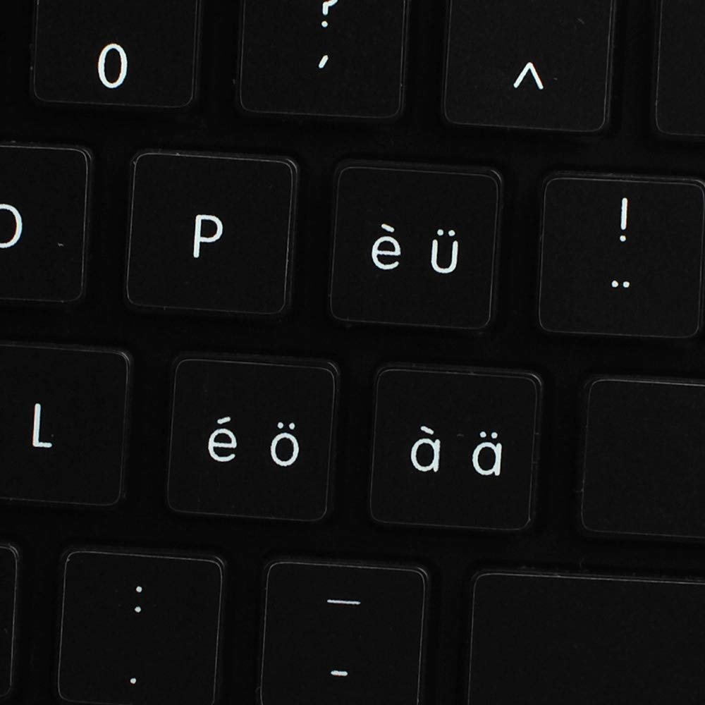4Keyboard MAC NS Swiss Non-Transparent Keyboard Stickers Black Background for Desktop, Laptop and Notebook