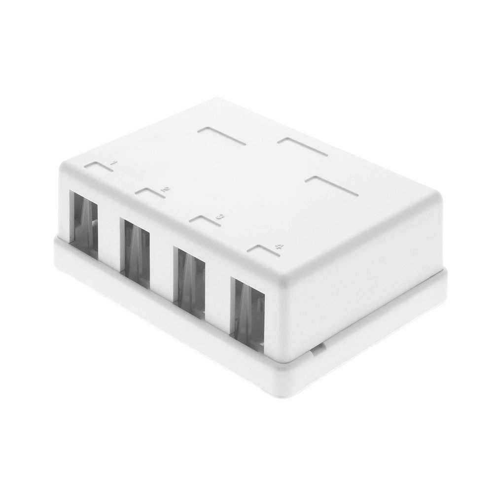 Networx 4-Port Ethernet Keystone Jack Surface Mount Box, Unloaded, White