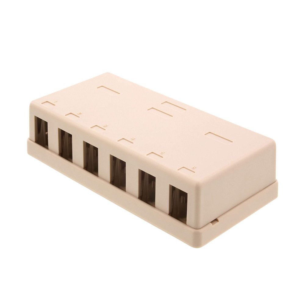 Networx 6-Port Ethernet Keystone Jack Surface Mount Box, Unloaded, Ivory