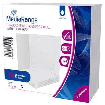 MediaRange Boitiers CD double, 10 mm, Transparent, 5 pices