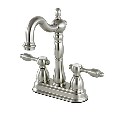 Kingston Brass KB1498TAL Tudor 4 Inch Center Bar Faucet Without Drain, 4-3/4 inch in Spout Reach, Brushed Nickel